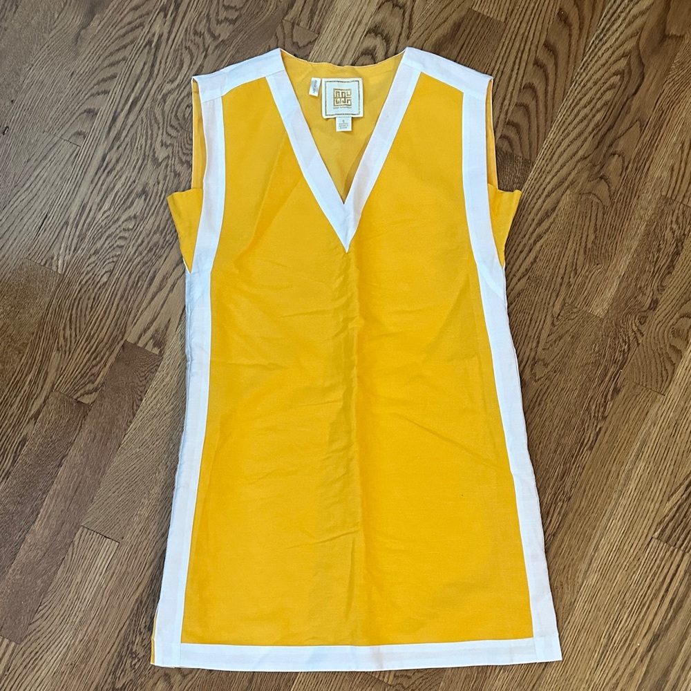 Yellow and White Mini Dress